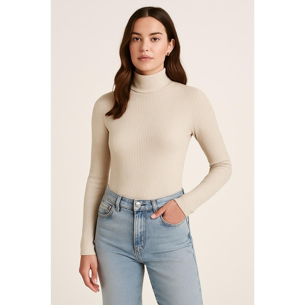 NAADAM NWT Shell Rib Modal Fitted Turtleneck Long Sleeve Top- Women's XS
